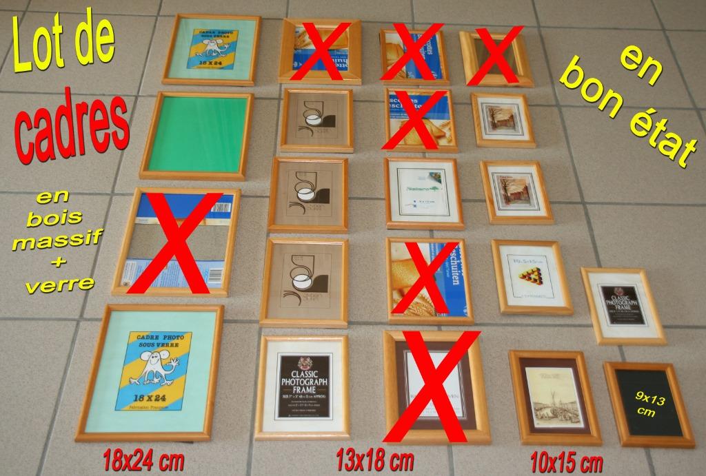 lot cadres photos en bois massif avec verre, Moins de 50 cm, Comme neuf, Enlèvement, Bois
