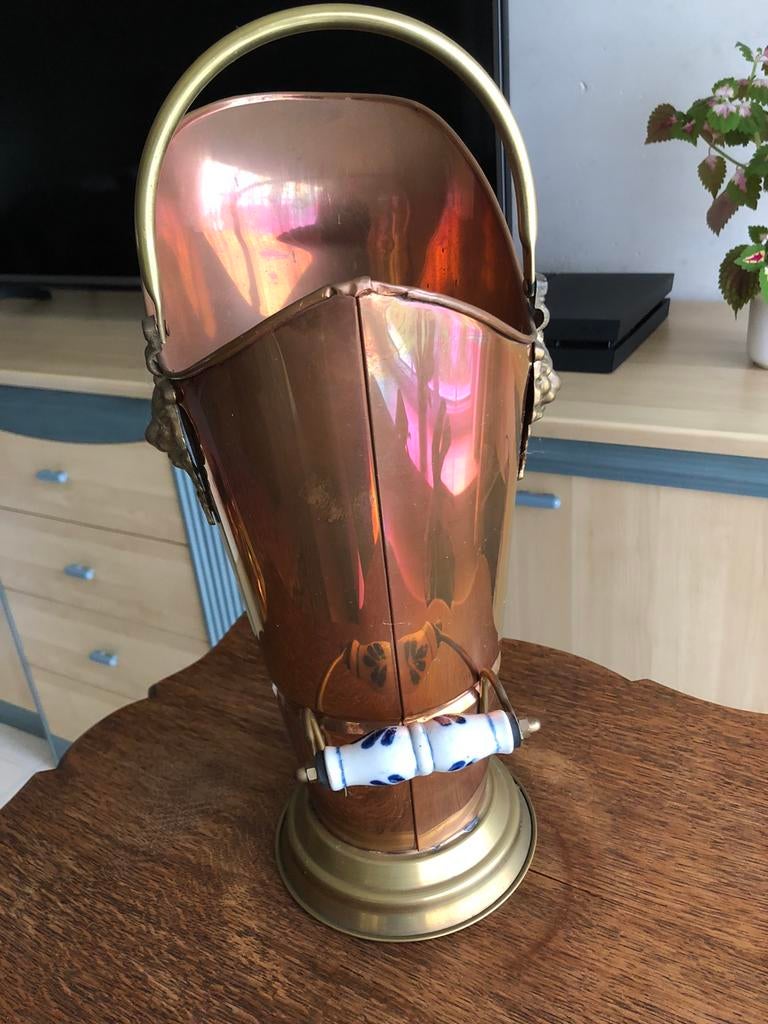 Antieke koperen kolenkan, Antiek en Kunst, Antiek | Brons en Koper, Ophalen