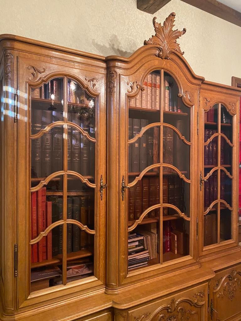 Bibliothèque en chêne de style Louis XIV, Huis en Inrichting, Kasten | Boekenkasten, Zo goed als nieuw, 150 tot 200 cm, 150 tot 200 cm