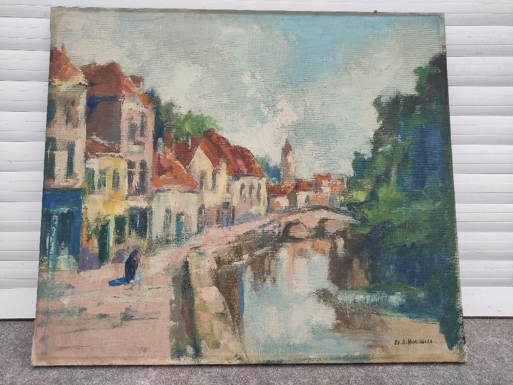 Huile sur toile signe Edmond de meulenaere, Enlèvement ou Envoi