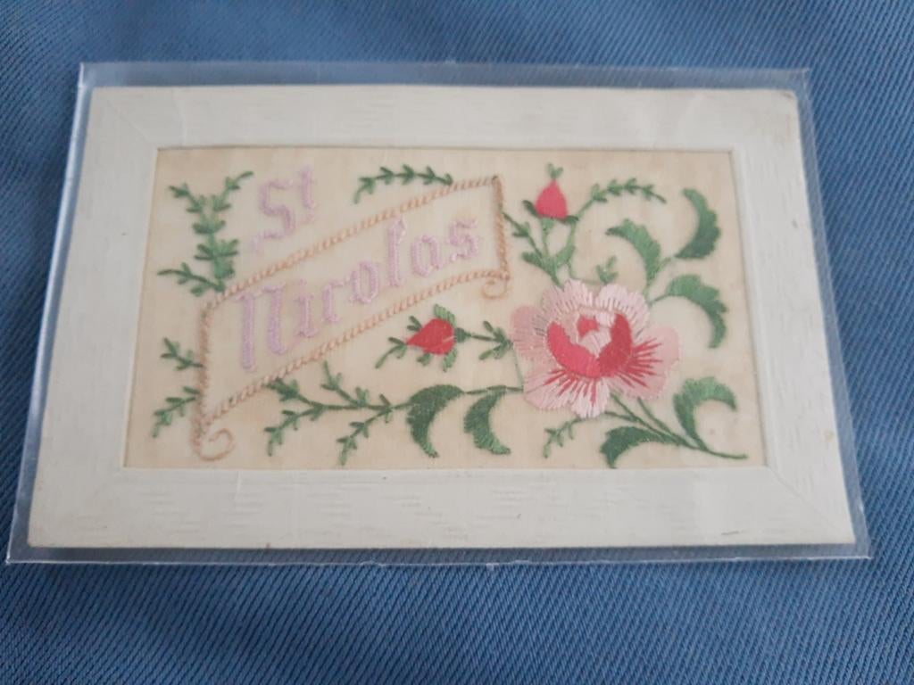 Carte brodée 'St-Nicolas', Enlèvement ou Envoi, Comme neuf