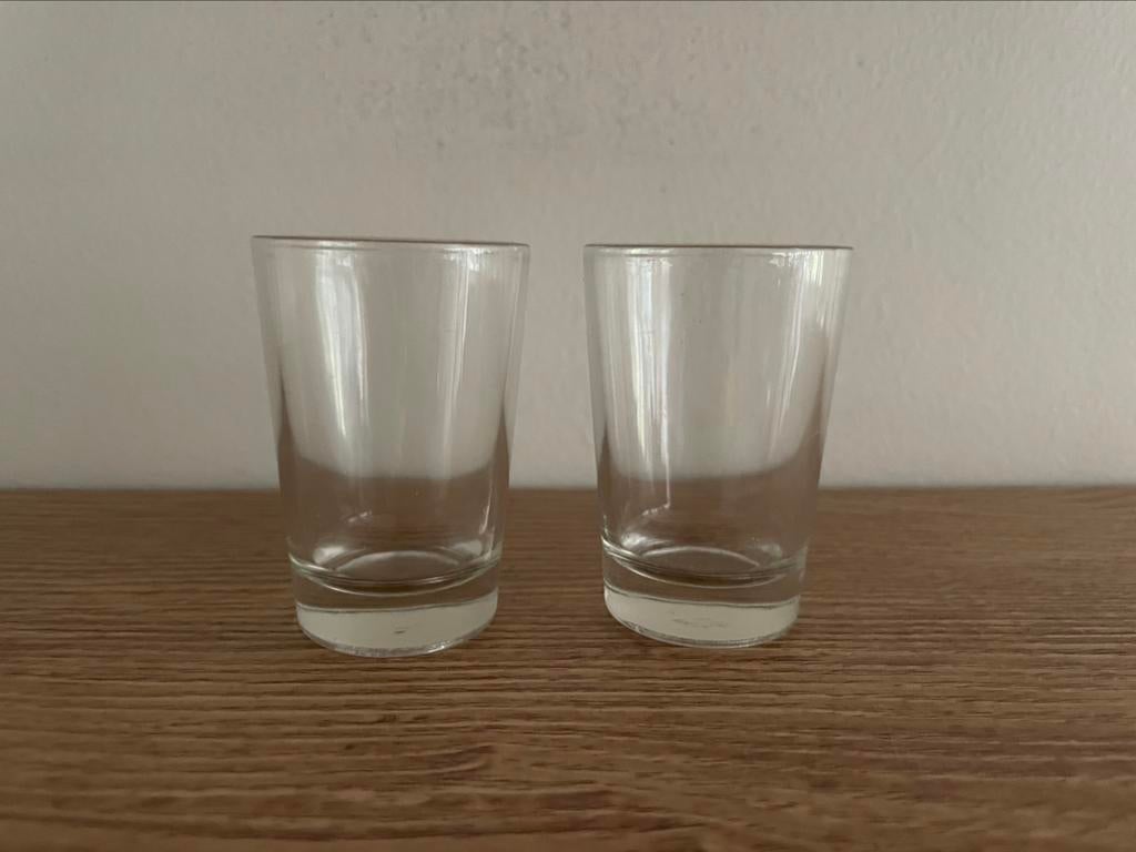 Set 2 shotglazen, Ophalen of Verzenden, Zo goed als nieuw, Borrel- of Shotglas