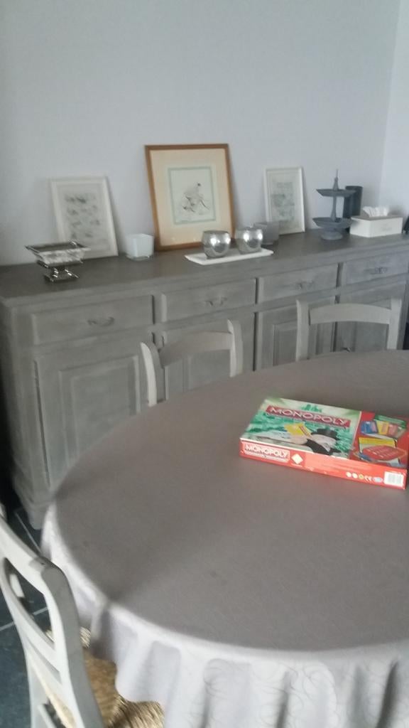 Massief eiken eetplaats woodwash grijs, Ophalen