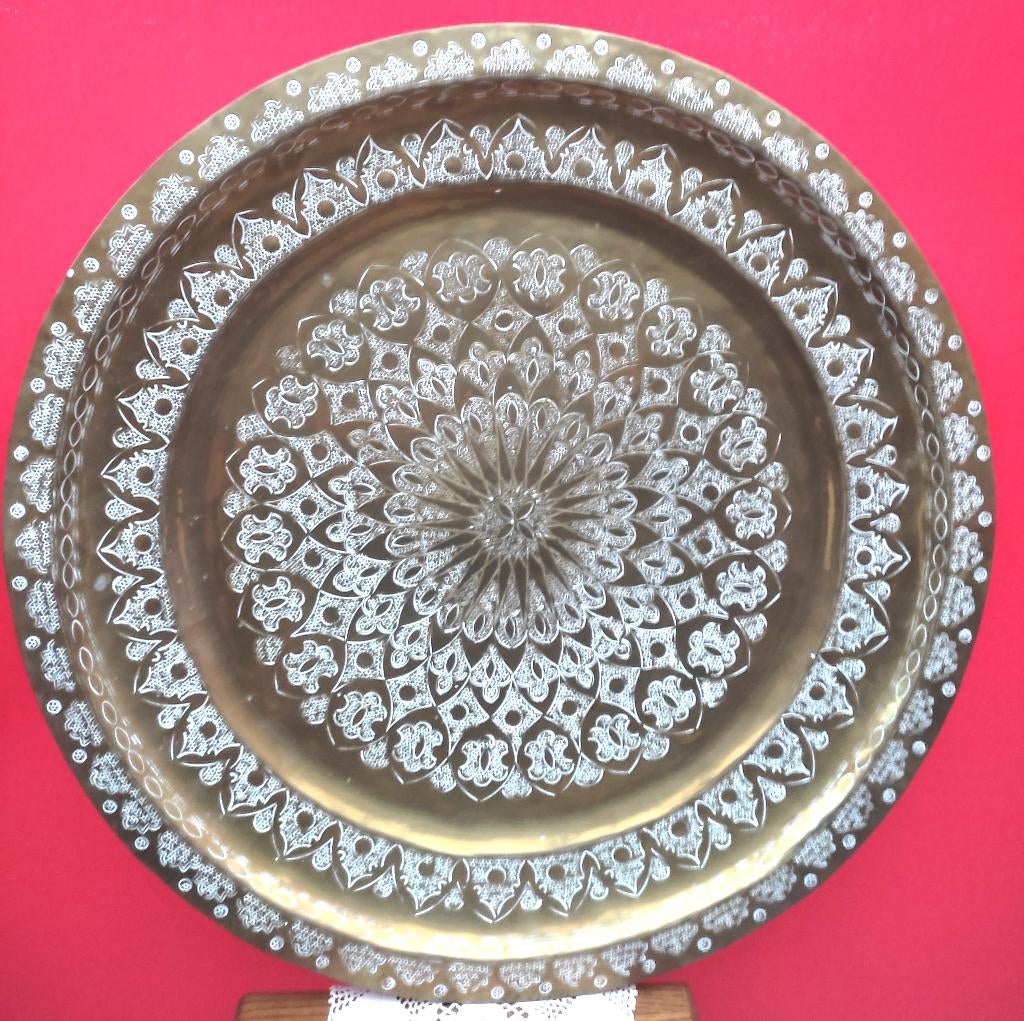 KOPEREN schaal 65 cm : handbewerkt -  perfecte staat, Antiek en Kunst, Antiek | Brons en Koper, Ophalen of Verzenden, Koper