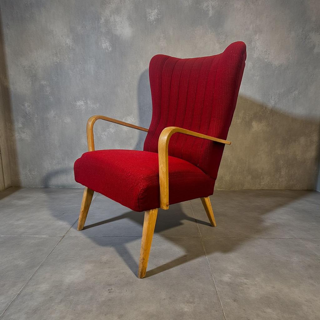 Vintage Scandinavische wingback fauteuil / eenzit, Antiek en Kunst, Ophalen of Verzenden