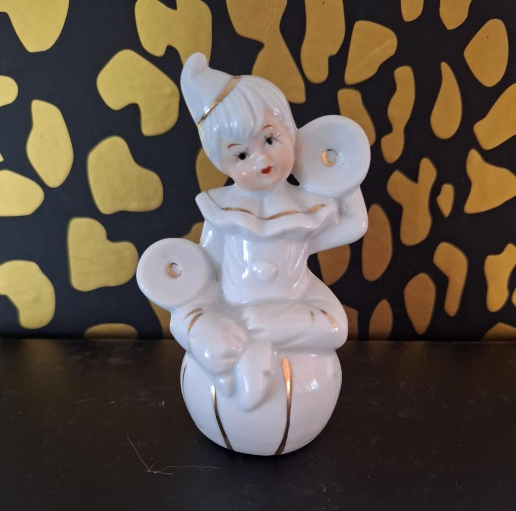 Mooi porseleinen beeldje clown harlekijn porselein, Ophalen of Verzenden, Zo goed als nieuw