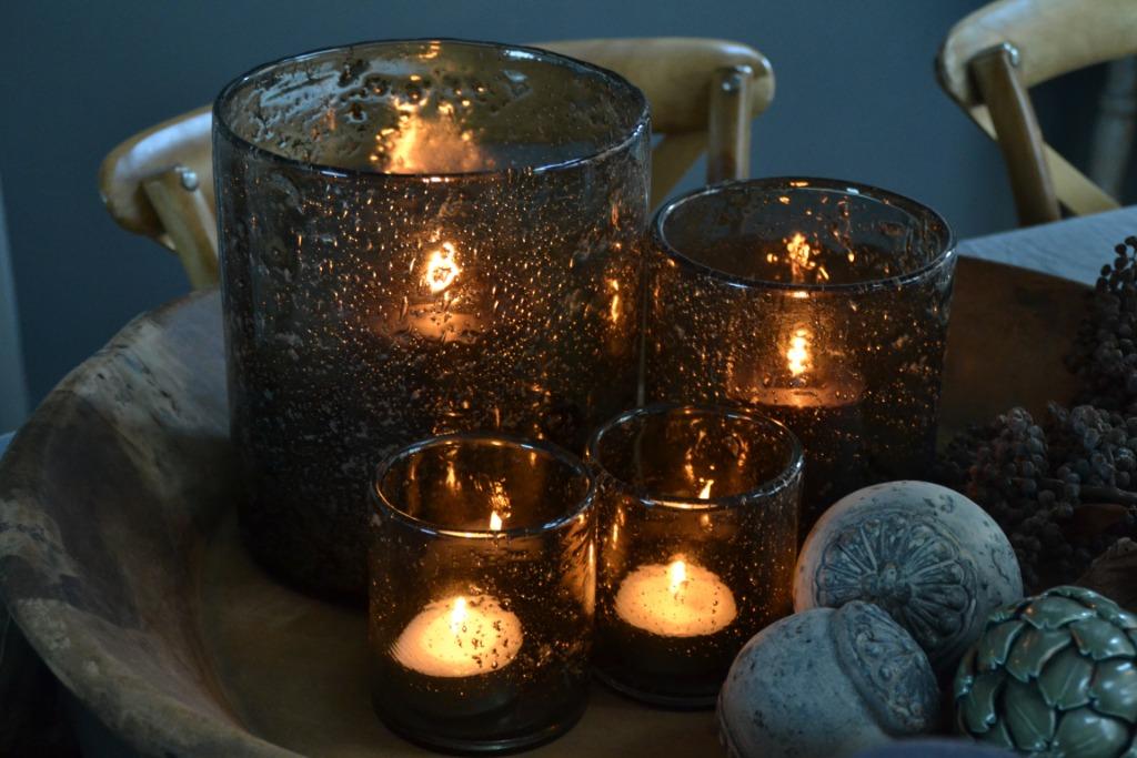 WINDLICHTEN BUBBELGLAS ~vintage black~ landelijk stoer, Enlèvement ou Envoi, Neuf, Autres matériaux, Chandelier