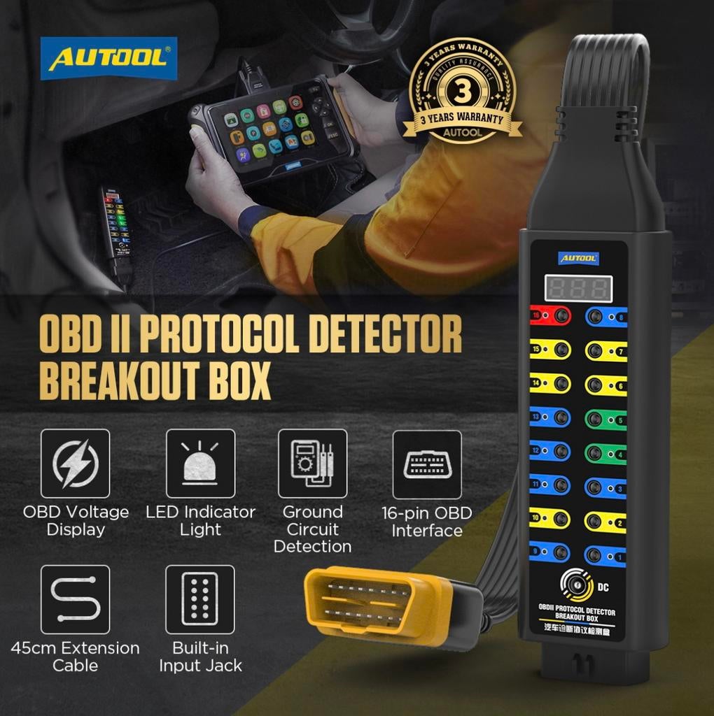 AUTOOL OBD2 Protocol Detector Breakout Box upgrade version, Ophalen of Verzenden