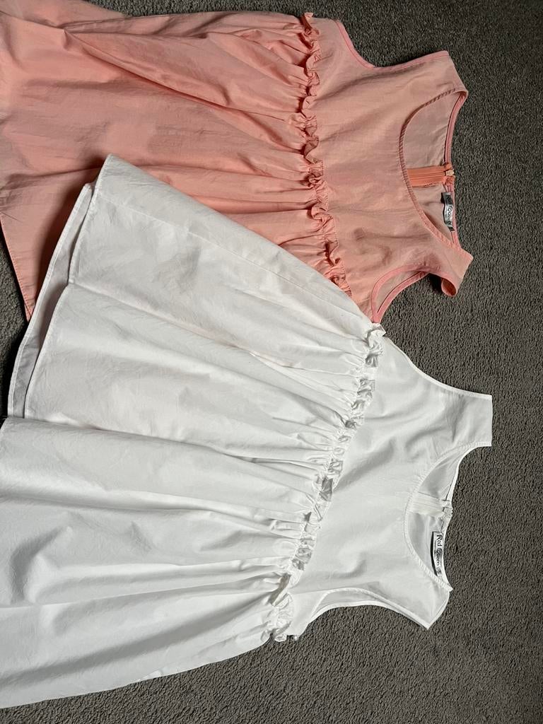 Lot de 2 chemisiers Blanc et pêche petit/moyen, Enlèvement ou Envoi, Comme neuf, Taille 36 (S), Blanc