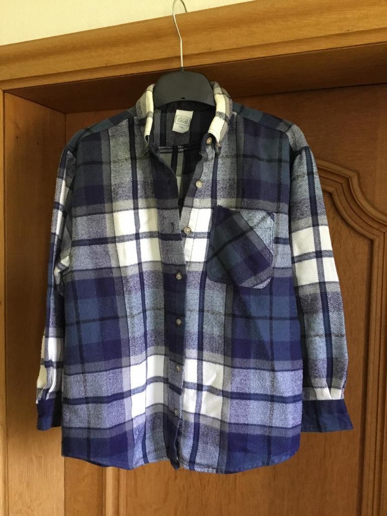 Chemise flanelle carreaux bleue taille 146, Gebruikt, C&A, Ophalen of Verzenden, Shirt of Longsleeve