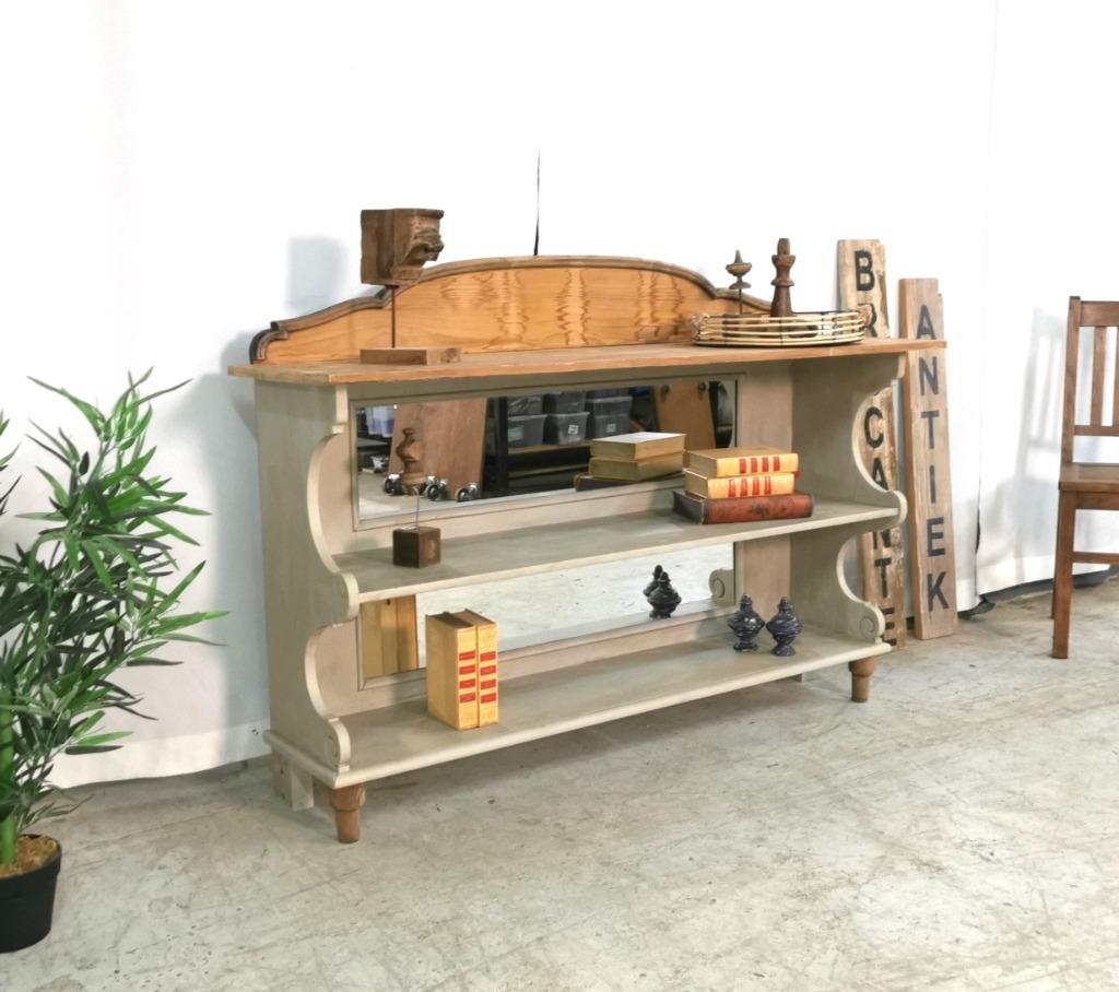 Lange antieke brocante console -/muurkast met kop L 145 H104, Ophalen