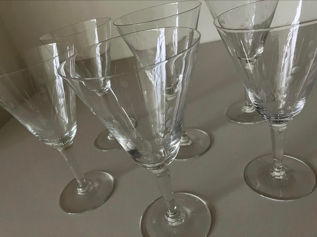 Lot 6 VINTAGE KRISTALLEN glazen., Ophalen of Verzenden