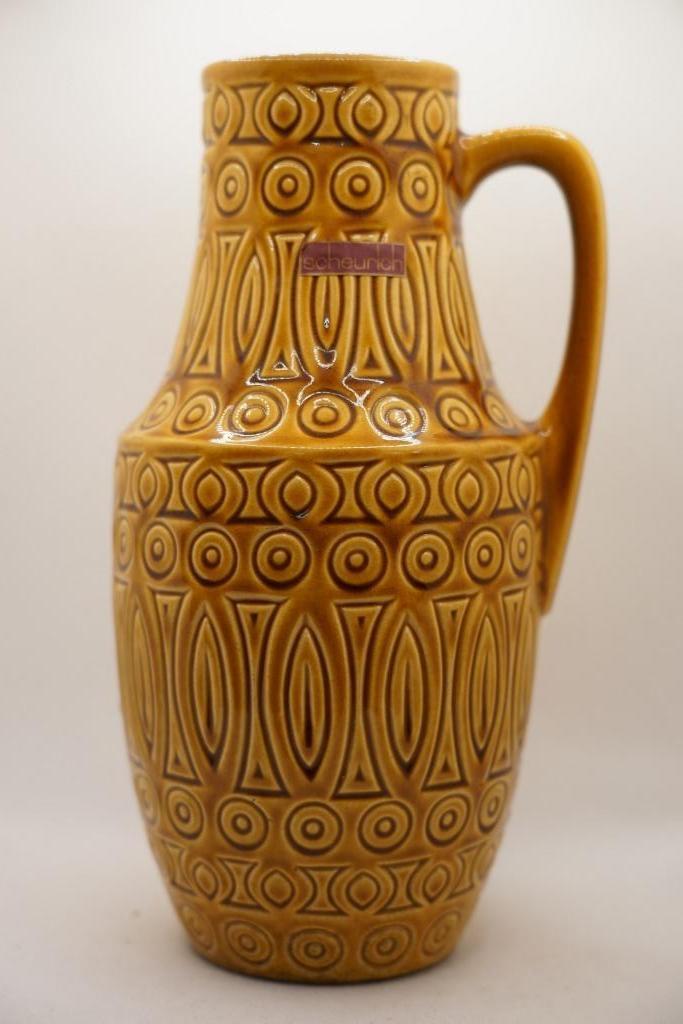 vintage vaas Scheurich 423-25, Huis en Inrichting, Woonaccessoires | Vazen, Kunststof, Gebruikt, Geel, Ophalen of Verzenden