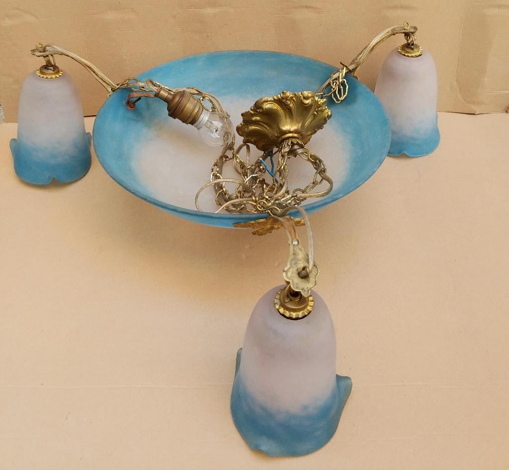 Originele Rhetondes Pâte de Verre luster, Antiek en Kunst, Antiek | Verlichting, Ophalen of Verzenden