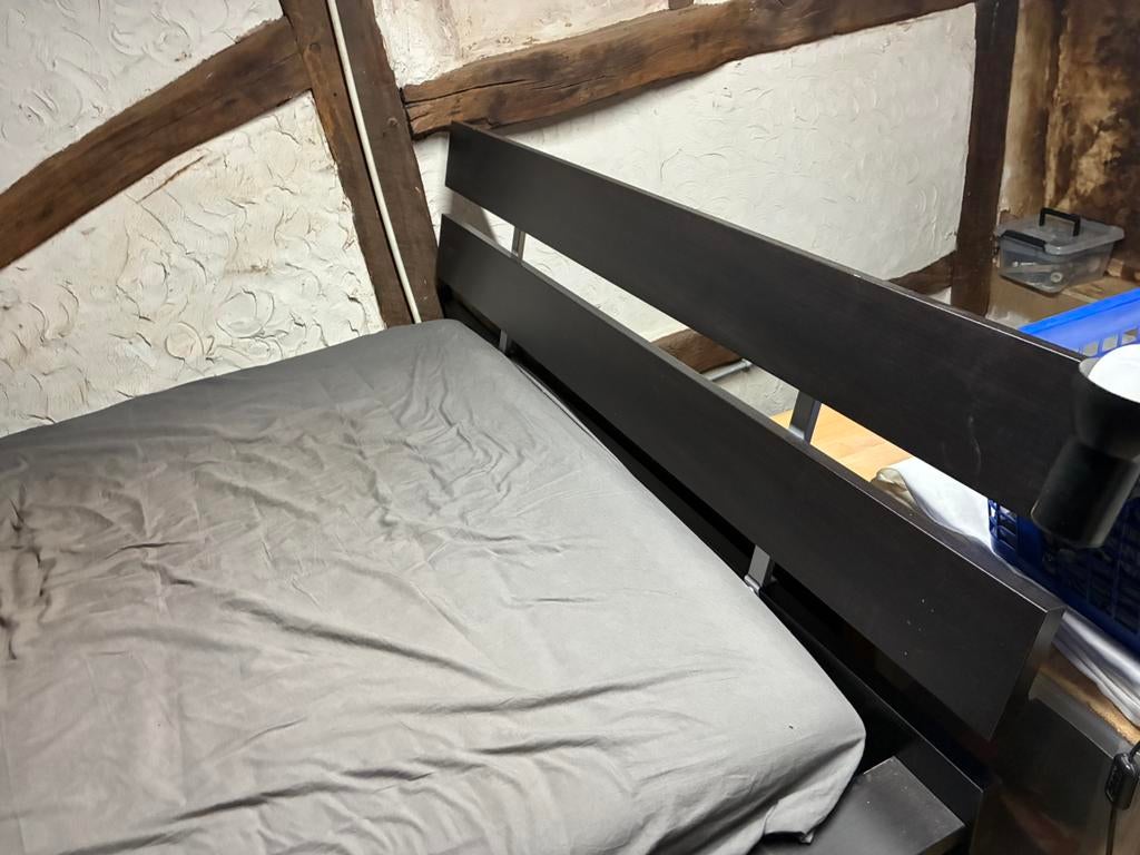 Lit ikea noir 140, Ophalen, Zwart, Tweepersoons, 140 cm