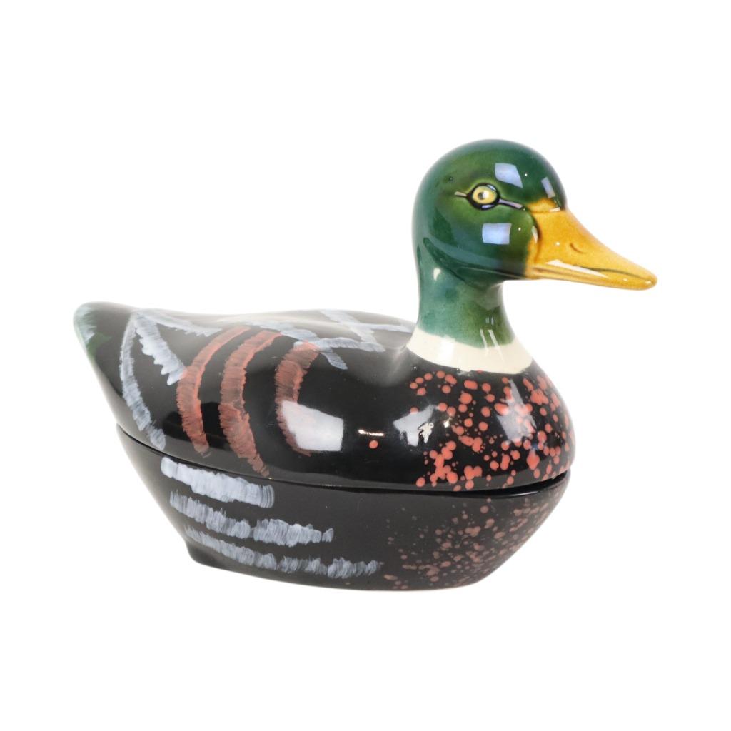 Sixties Michel Caugant Eend Terrine Patévorm Geglazuurd Aard, Antiek en Kunst, Ophalen of Verzenden