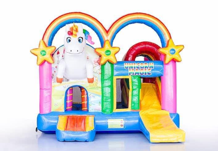 Unicorn springkasteel te huur regio Diepenbeek, Enlèvement, Comme neuf