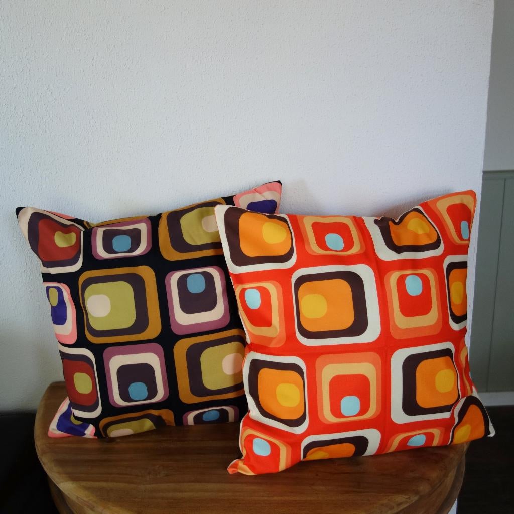 Retro vintage stijl kussenhoezen 45 x 45 cm diverse modellen, Verzenden, Nieuw, Overige kleuren, Vierkant