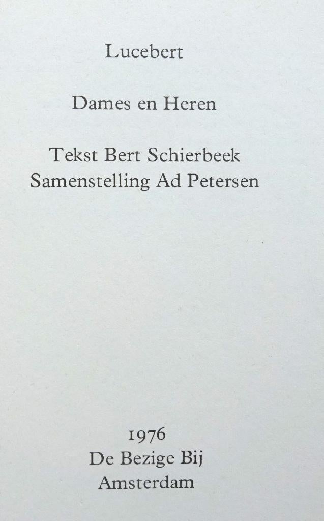Lucebert / Schierbeek, 1976 Dames en Heren, Enlèvement ou Envoi