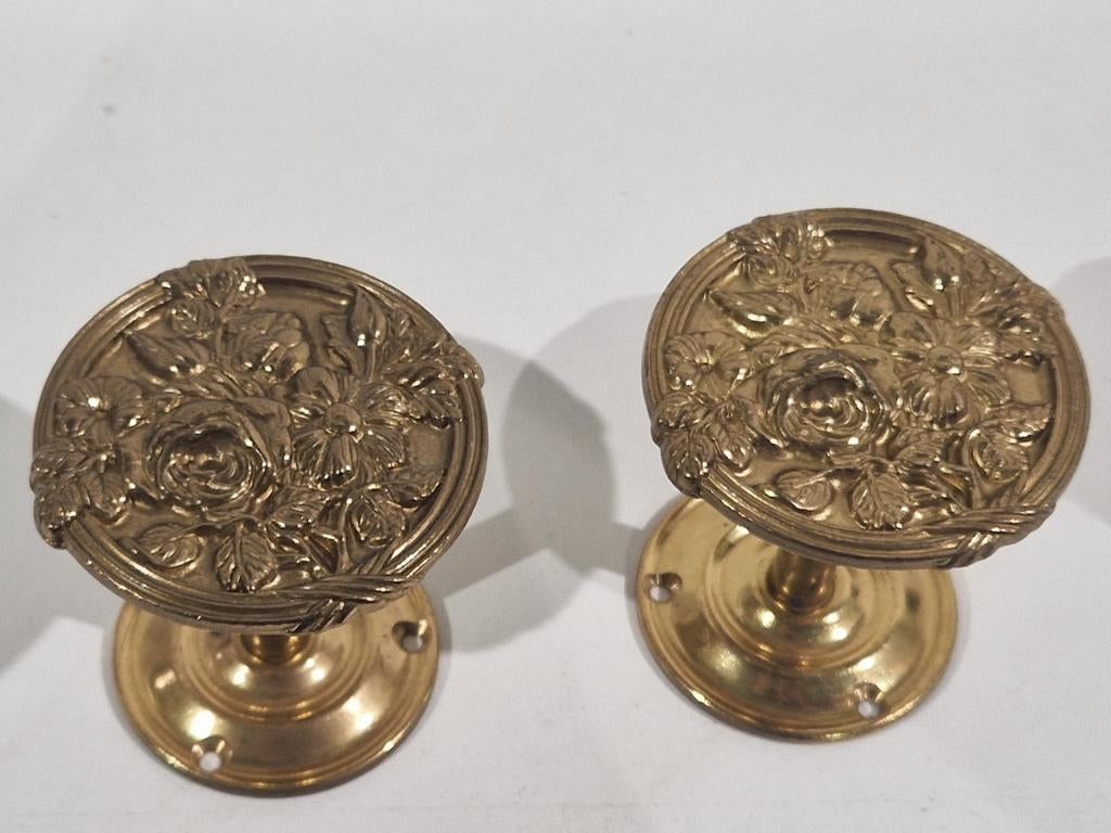 Set van 2 koperen deurklink,  kastgreep  , gordijnen houders, Antiek en Kunst, Ophalen of Verzenden, Koper