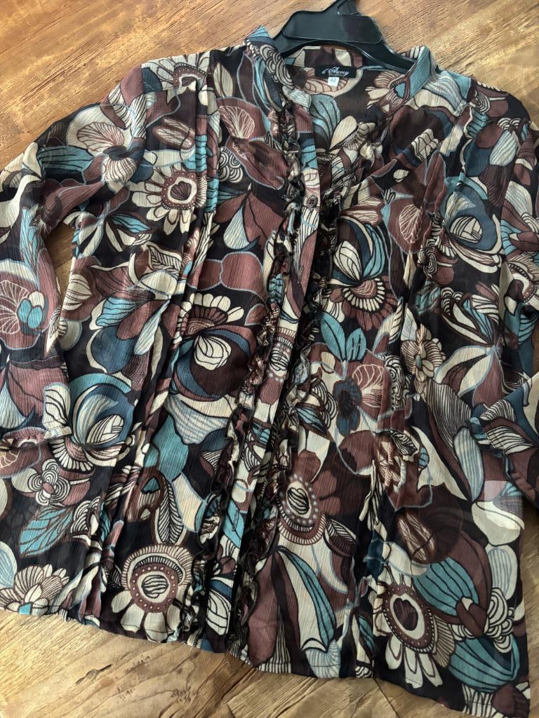 Blouse vintage taille 42, Vêtements | Femmes, Taille 42/44 (L), Enlèvement ou Envoi, Comme neuf, Brun