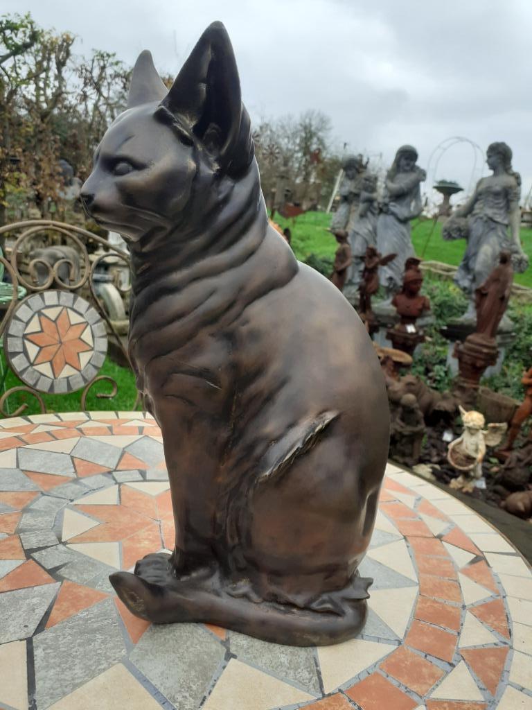 GROTE BRONZEN KAT GESIGNEERD (JOAN PRINCE), Ophalen of Verzenden, Gebruikt