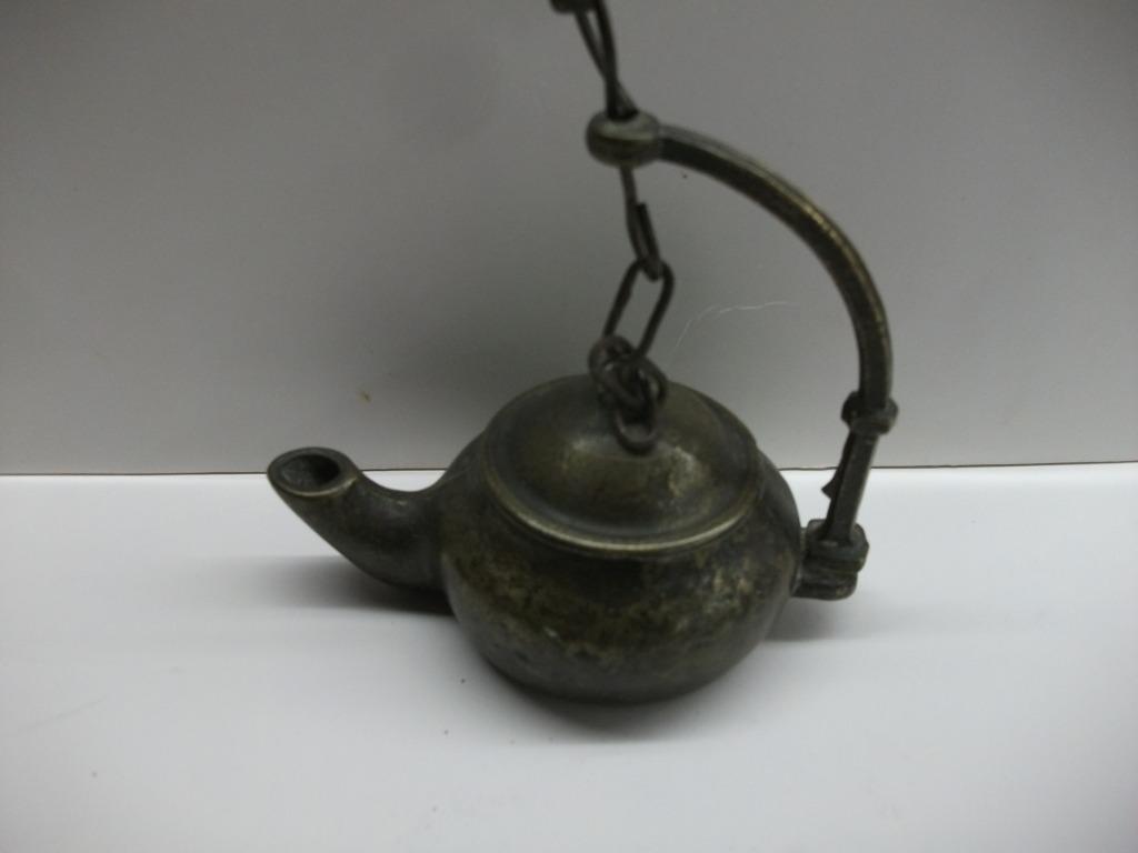 Miniatuur koperen beeldje - waterketel met ophangsysteem, Ophalen of Verzenden