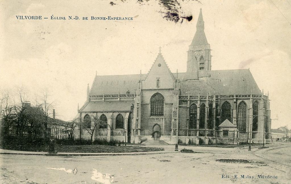 carte postale - Église de Vilvorde - 1915, Collections, Envoi, Avant 1920, Affranchie, Brabant Flamand