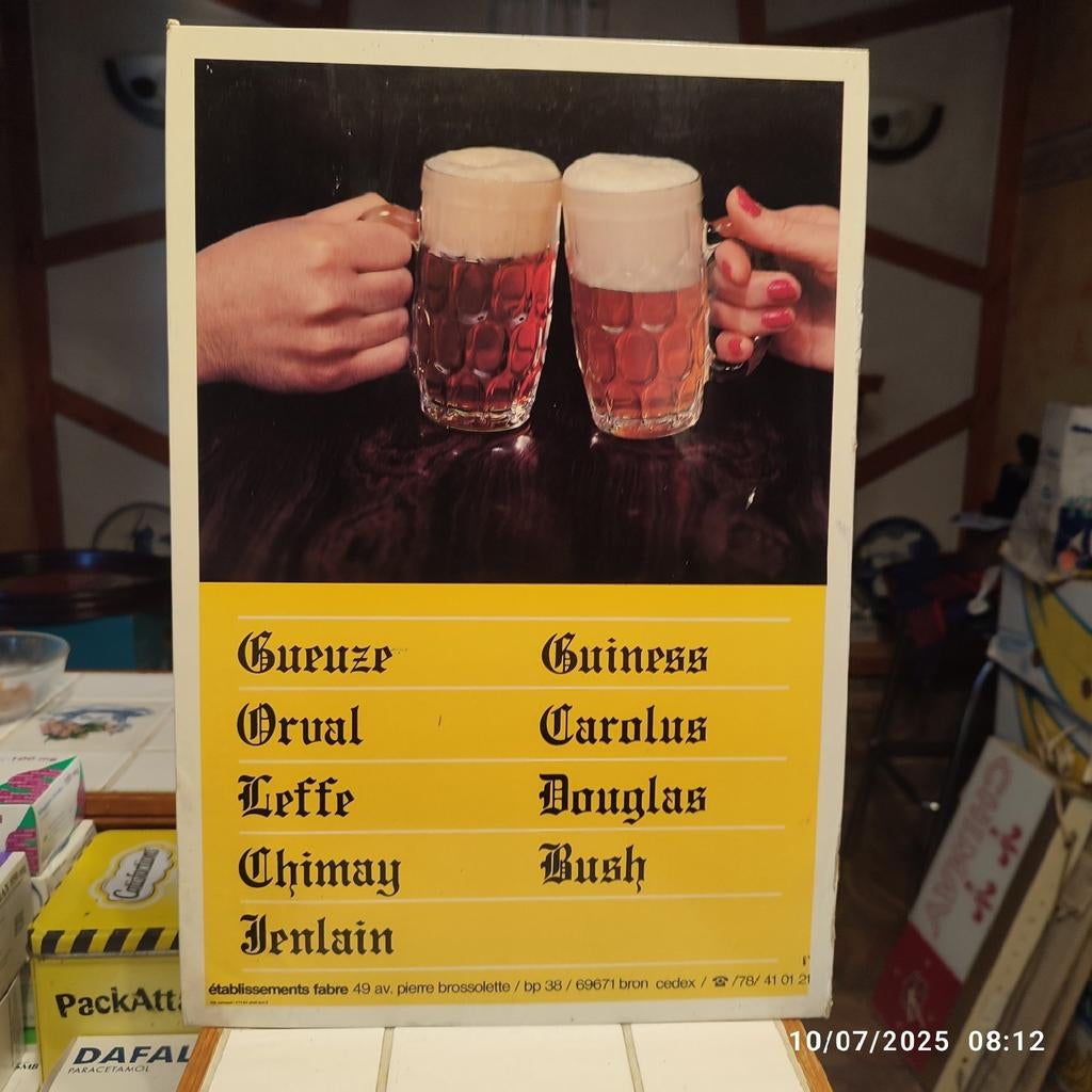 Kartontarief, Orval, Leffe, Chimay, enz..., Ophalen, Zo goed als nieuw, Reclamebord, Plaat of Schild, Leffe