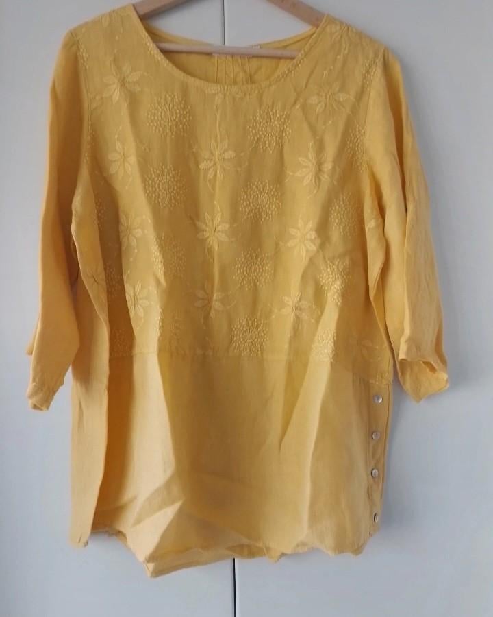 Geel linnen hemd dames maat 0, Geel, Maat 46/48 (XL) of groter, Nieuw, Ophalen of Verzenden