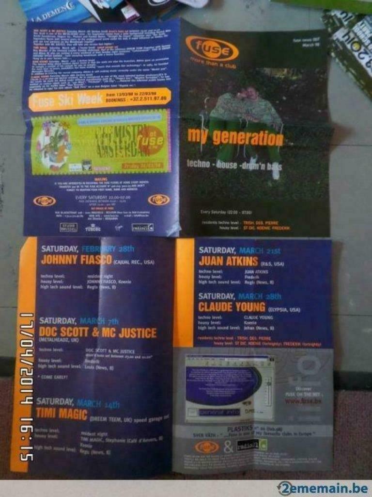 Flyers Discothèque Fuse @ Bruxelles (Rue Blaes), Enlèvement ou Envoi, Utilisé, Autres types