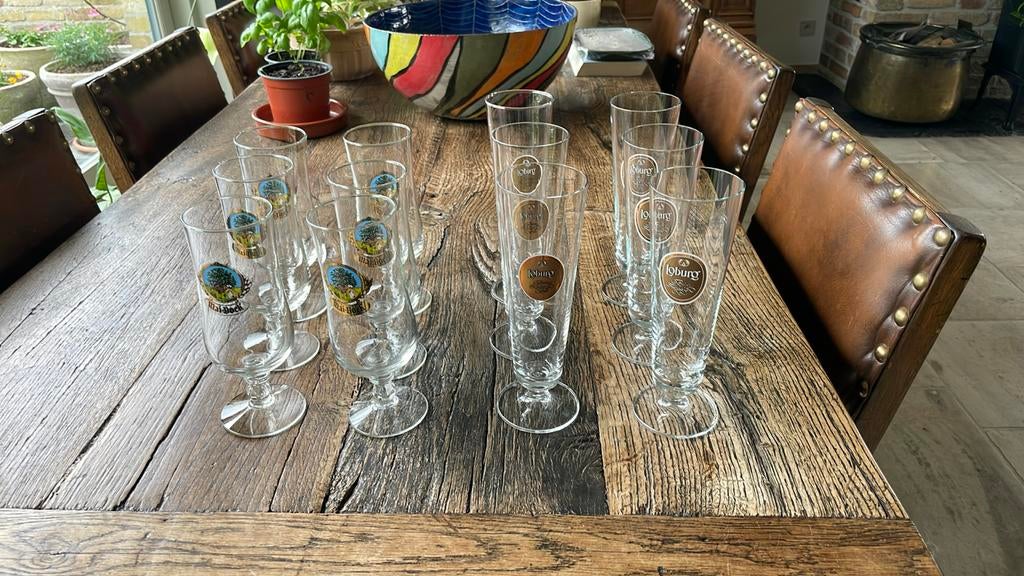 6 loburg glazen, 6 mai bock glazen, Ophalen, Zo goed als nieuw, Bierglas