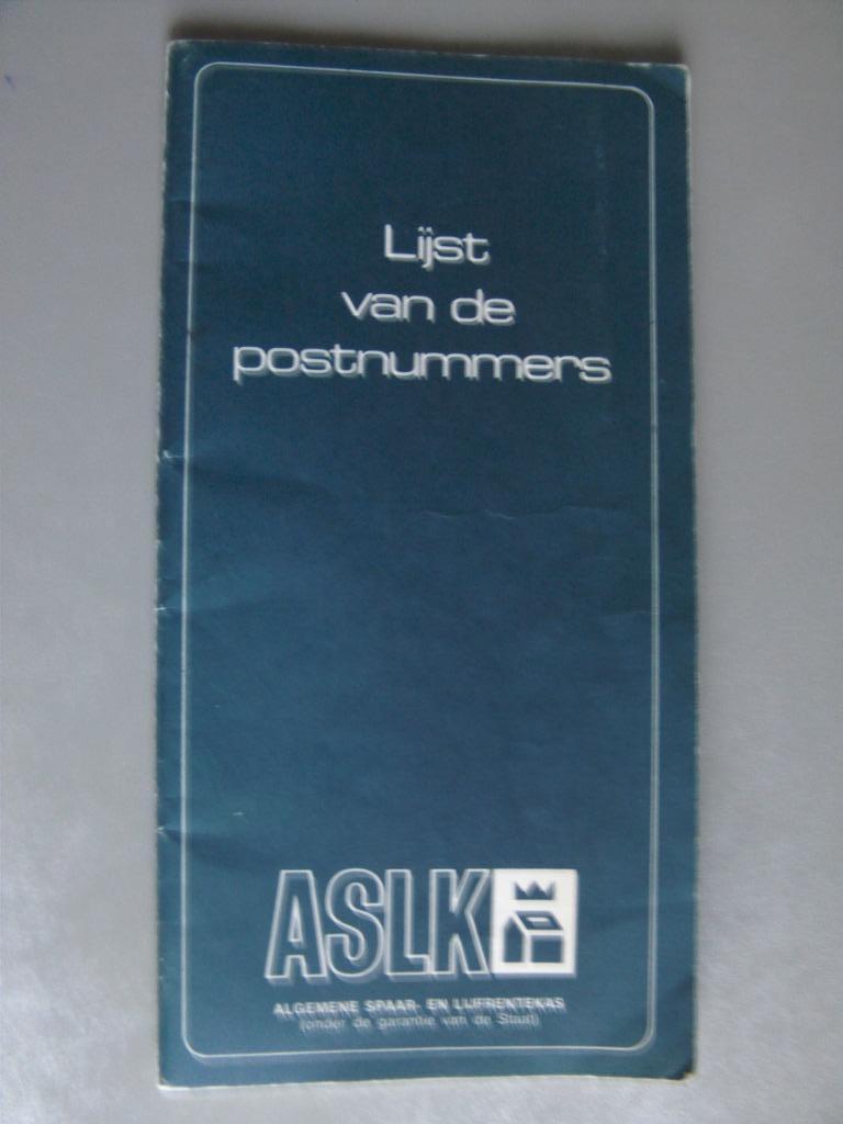 Lijst van postnummers ASLK jaren 60-70 brochure boekje **, Boeken, Ophalen of Verzenden, Zo goed als nieuw