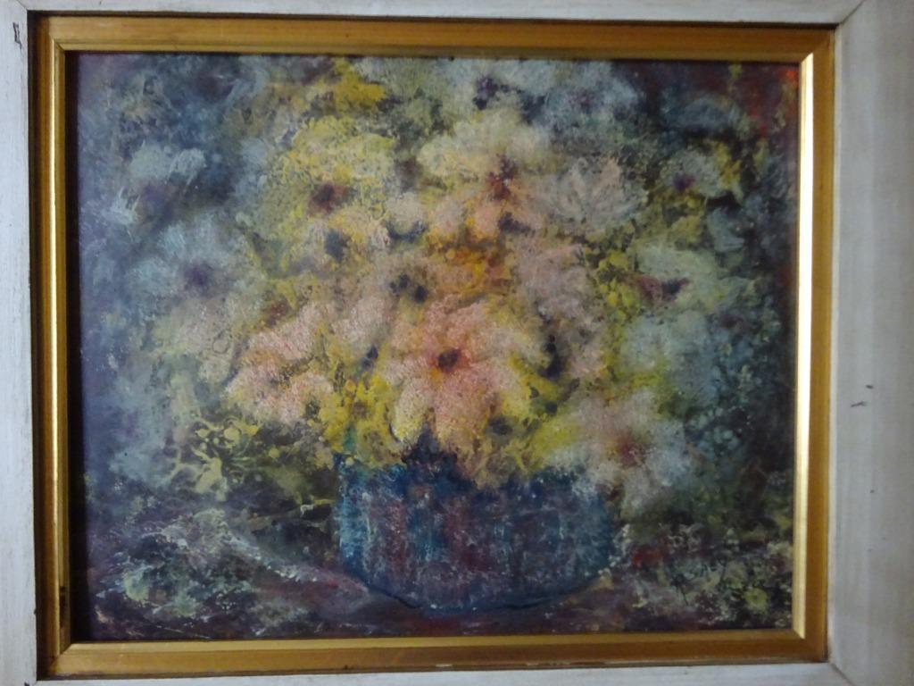Renaat SAEY, olie op paneel, 40 x 50, Bloemen in een pot, Antiek en Kunst, Ophalen of Verzenden