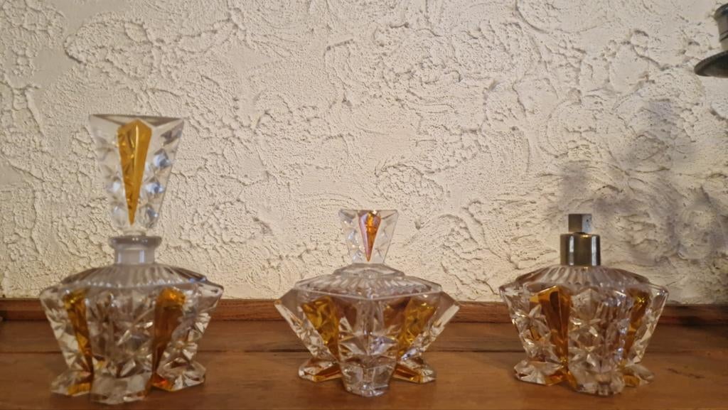 Art deco  glazen toiletset., Antiek en Kunst, Ophalen