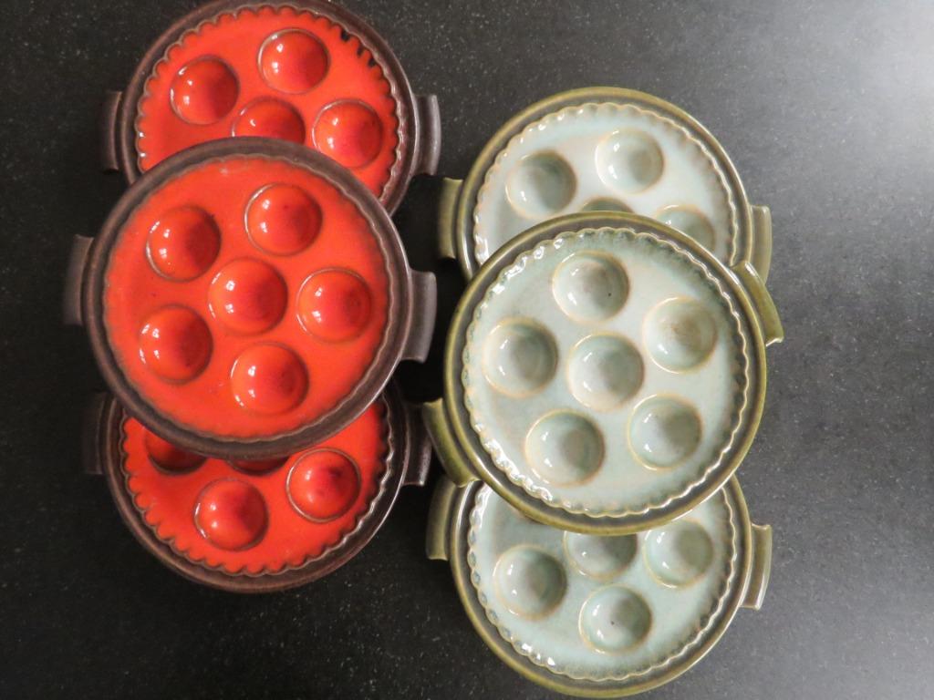 Vintage set 6 keramische escargotborden 19x17 cm, Antiek en Kunst, Curiosa en Brocante, Ophalen of Verzenden