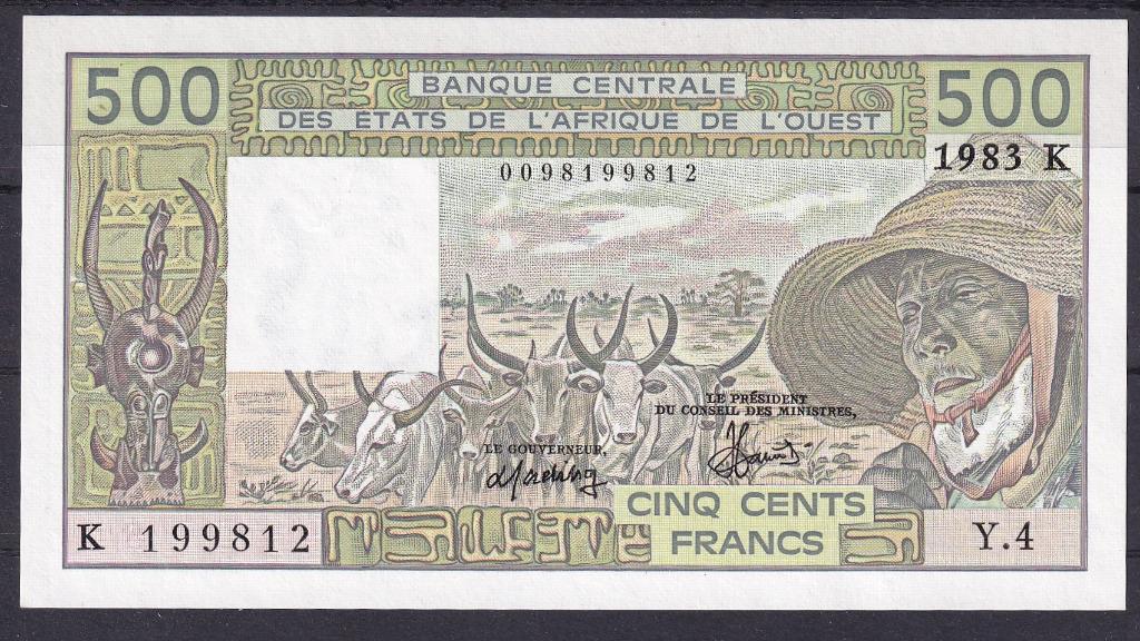 AOF – WAS K (Senegal) 500 fr 1983 UNC, Ophalen of Verzenden, Overige landen, Los biljet
