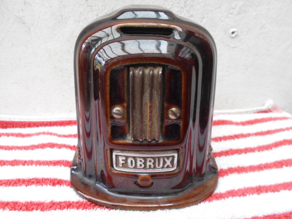 spaarpot FOBRUX kacheltje emaille 1950, Collections, Tirelires, Enlèvement ou Envoi