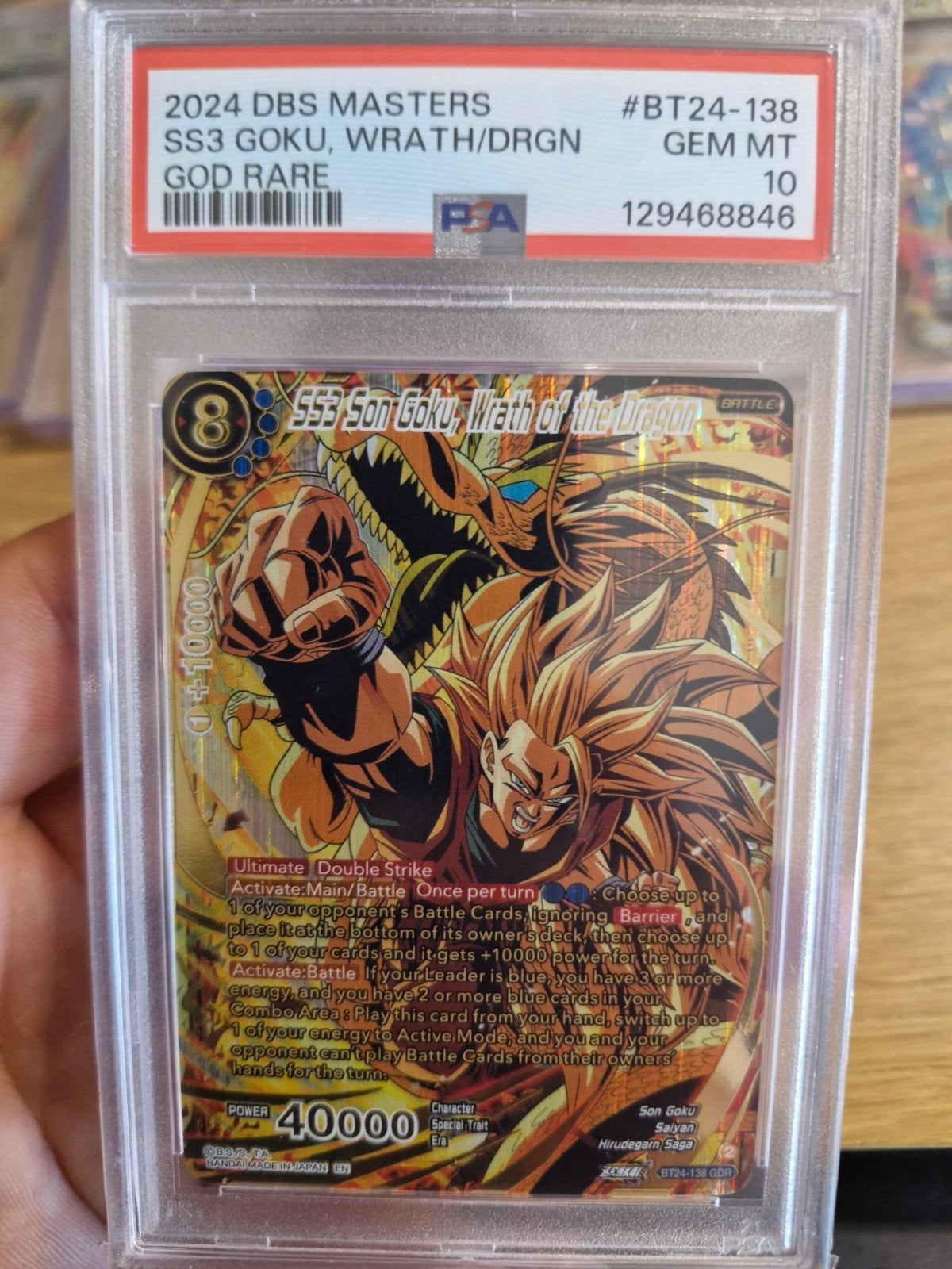 SS3 Son goku wrath of the dragon , BT-24 138 GDR , PSA 10, Collections, Collections Autre, Enlèvement, Neuf
