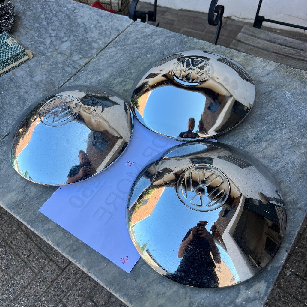 VW chromen wieldoppen 5x205, bouwjaar 1965 en ouder, Ophalen of Verzenden, Gebruikt