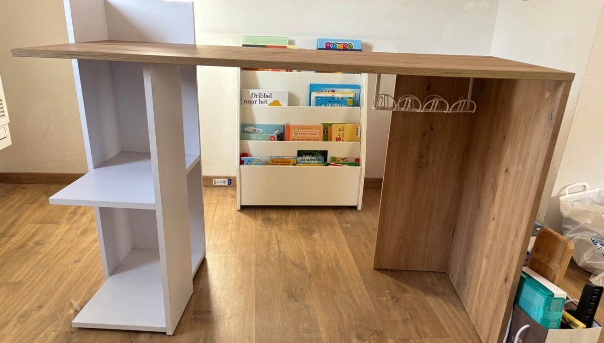 Bureau met kastje en bureaustoel te koop, Huis en Inrichting, Ophalen, Opbergruimte, Spaanplaat of MDF, Bruin