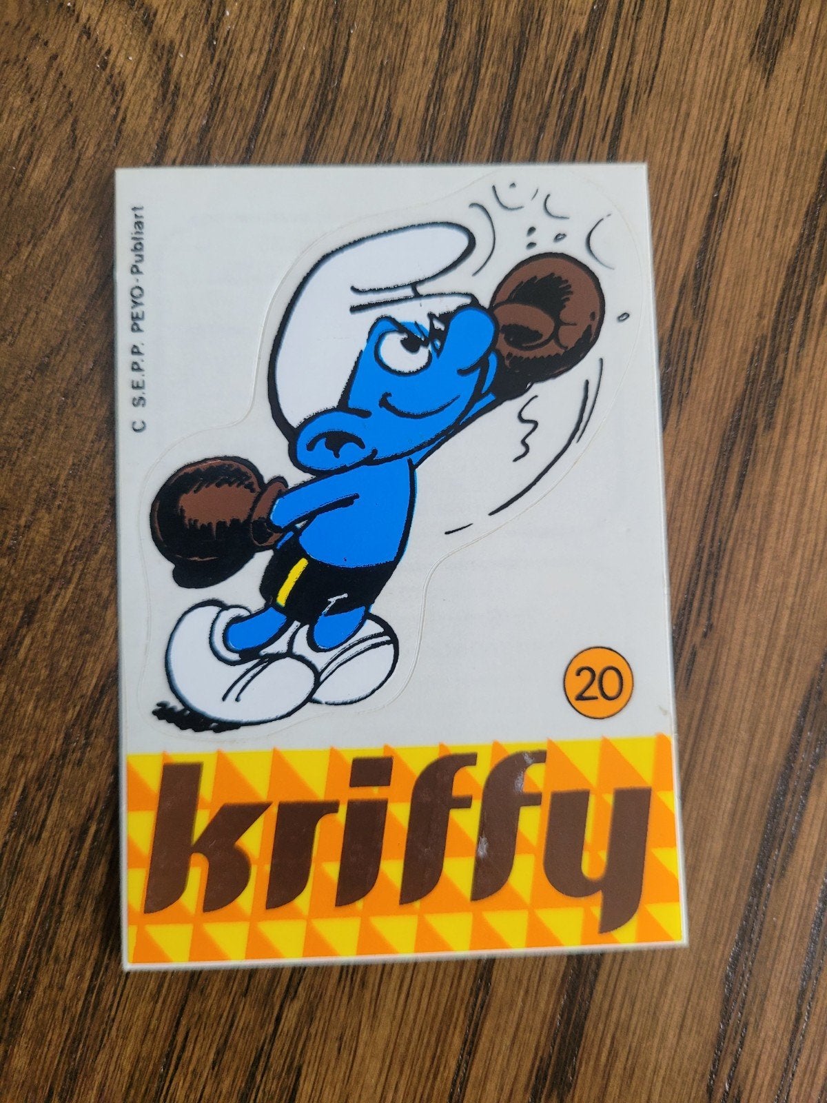autocollant ancien Les Schtroumpfs Kriffy numéro 20, Collections, Enlèvement ou Envoi