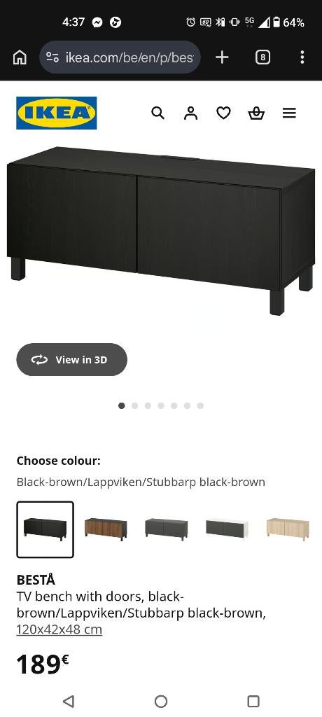 BESTÅ TV bench with doors, black, Ophalen, 100 tot 150 cm, Minder dan 100 cm, 25 tot 50 cm