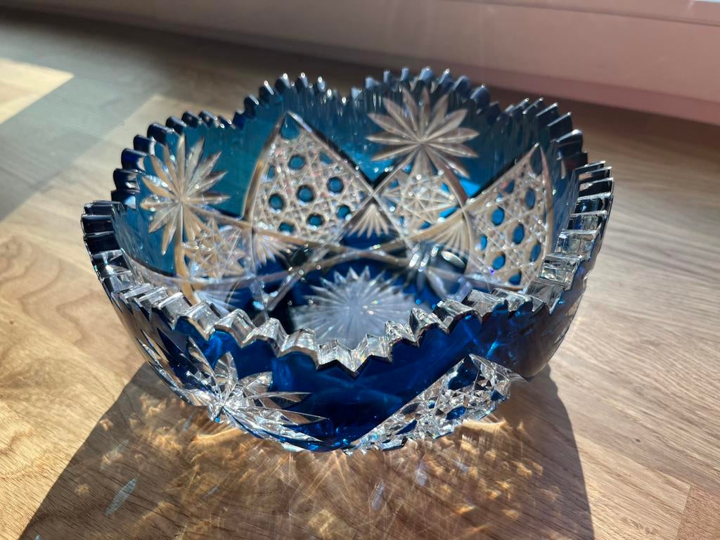 Val Saint Lambert - Coupe Art Déco en cristal overlay bleu, Enlèvement ou Envoi