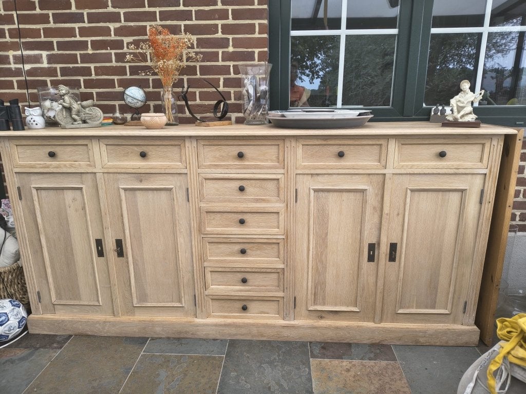 Lichte vol eiken dressoir, Huis en Inrichting, Ophalen, Gebruikt, Eikenhout, Met lade(s)