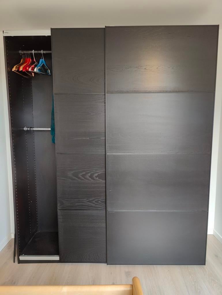 PAX kleerkast - zwart - met accessoires, Ophalen, Met deur(en), Gebruikt, 200 cm of meer