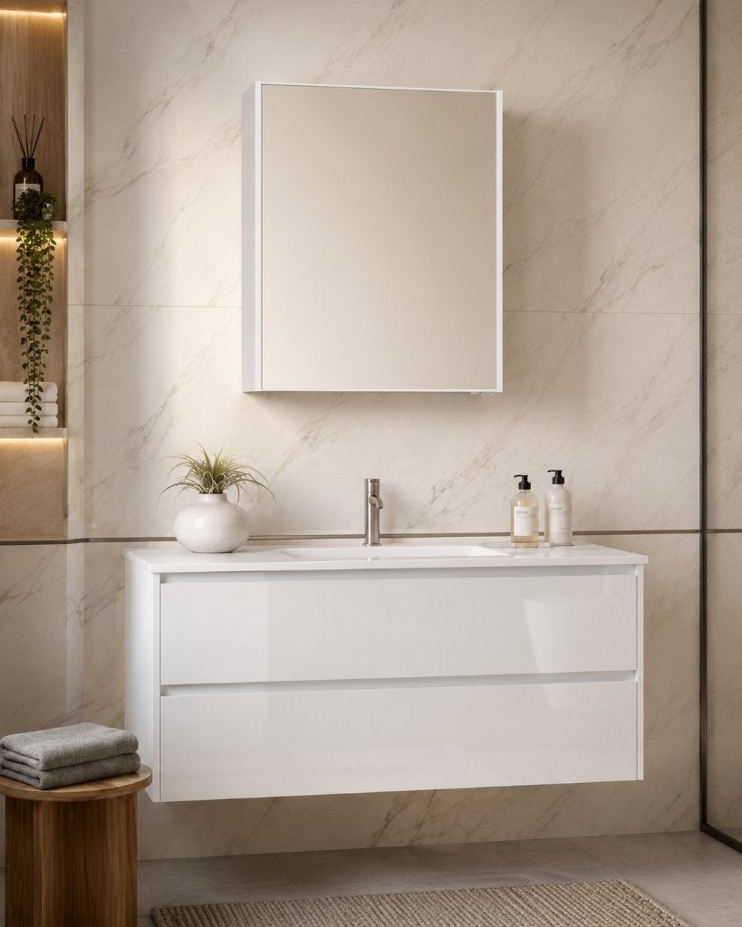 NIEUWE badkamer spiegelkast – wit – B75 x H87 cm, Ophalen, Nieuw, Spiegelkast