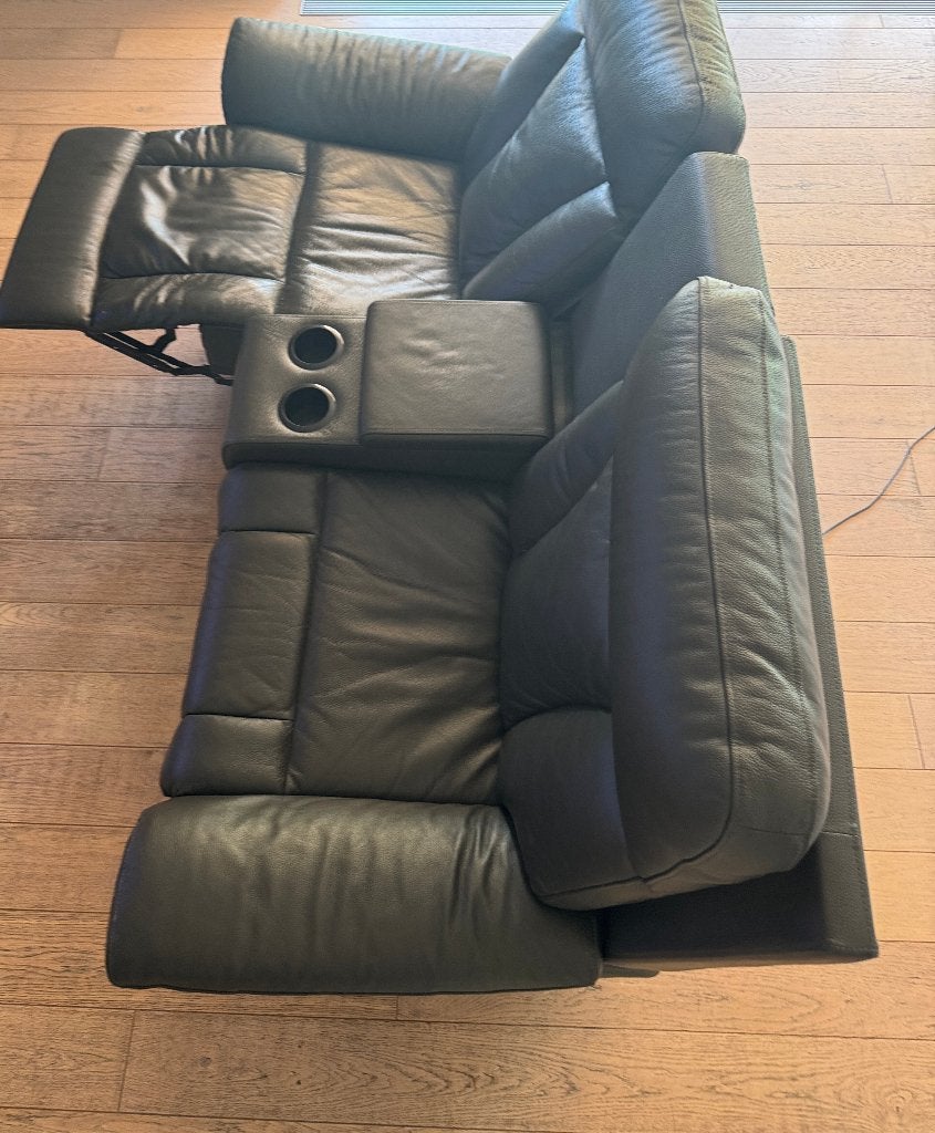 Antracietkleurige ; 2 elektrische relaxers + 2 vaste stoelen, Ophalen, 150 tot 200 cm, Zo goed als nieuw, Rechte bank