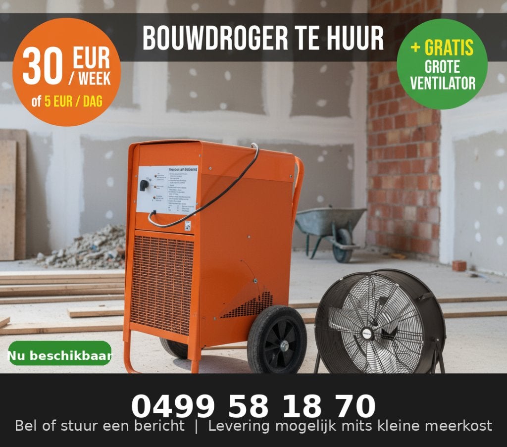 bouwdroger GOEDKOOPST huren + GRATIS grote ventilator, Ophalen