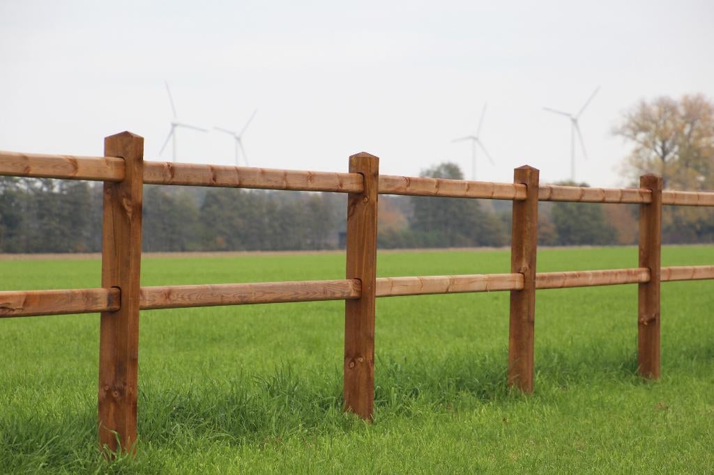 22. Omheining | houten omheining | doorsteek omheining, Weidegang, 4 paarden of pony's of meer